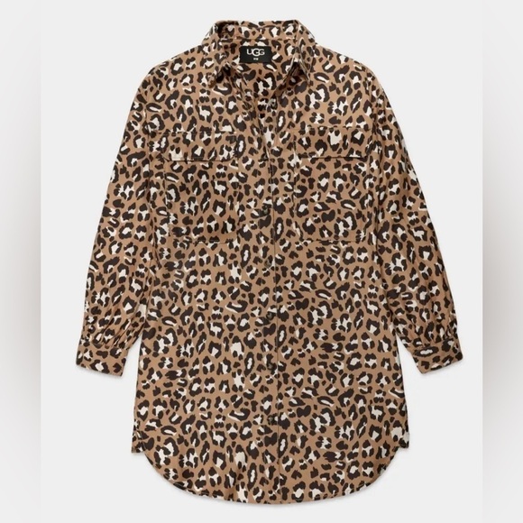 UGG Addley Oversized Animal Print Shirt Dress Size Small - Picture 4 of 16
